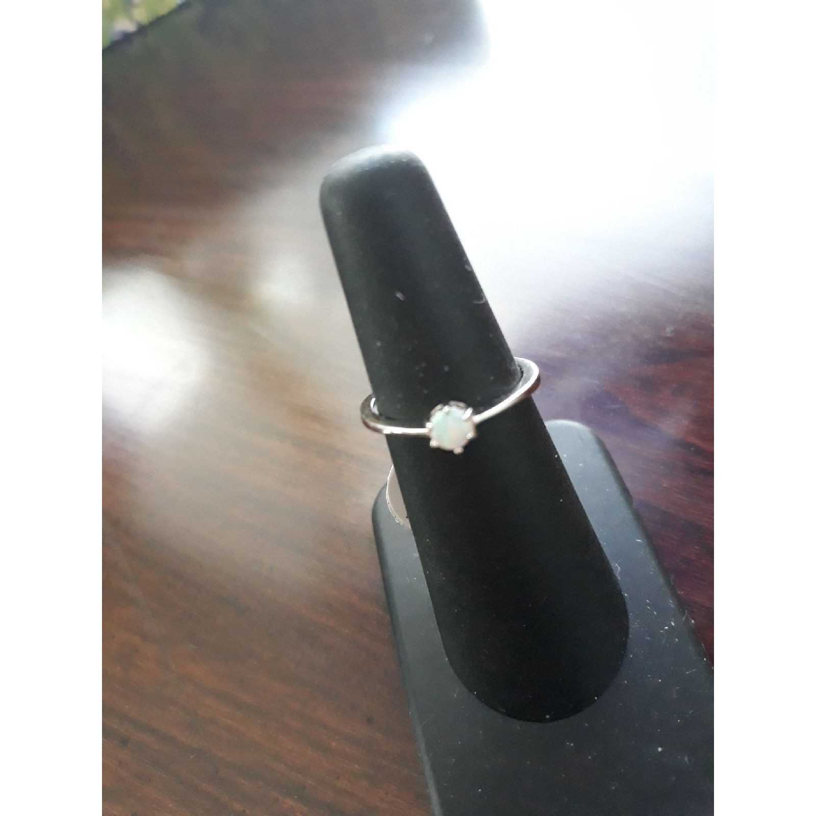 Sterling Silver White Lab Opal Ring Sz 6
